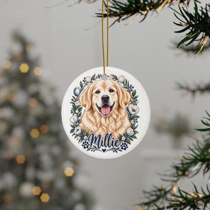 Custom Pet Portrait Ceramic Ornament – Personalized Dog Photo Keepsake
