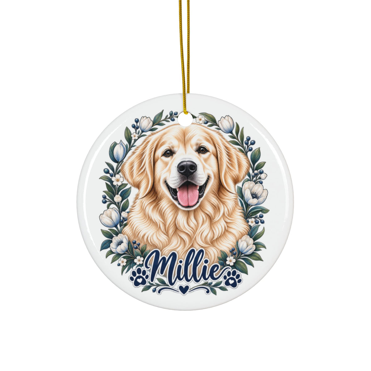Custom Pet Portrait Ceramic Ornament – Personalized Dog Photo Keepsake