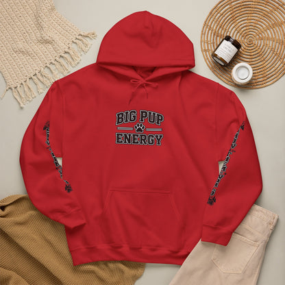 Big Pup Energy Hoodie, Show Them The World Sleeve Print Dog Hooded Sweatshirt, Outdoor Adventure Pup Pullover, Cozy Hiking Dog Lover Jumper