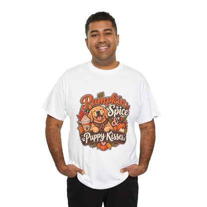 pumpkin spice shirt, puppy kisses tee, fall dog mom shirt, dog lover fall gift, autumn dog tee, golden retriever tee, cute dog lover gift, thanksgiving t shirt, cozy season shirt, fall aesthetic tee, pumpkin latte shirt, cute puppy apparel, vintage fall tee