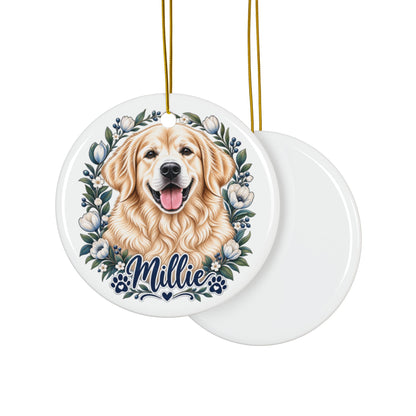 Custom Pet Portrait Ceramic Ornament – Personalized Dog Photo Keepsake