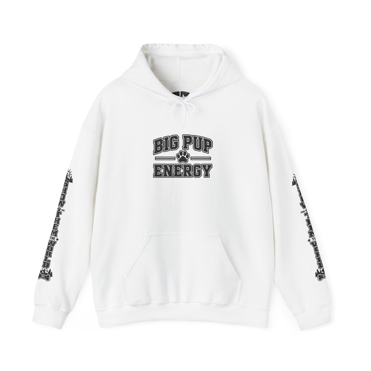 Big Pup Energy Hoodie, Show Them The World Sleeve Print Dog Hooded Sweatshirt, Outdoor Adventure Pup Pullover, Cozy Hiking Dog Lover Jumper