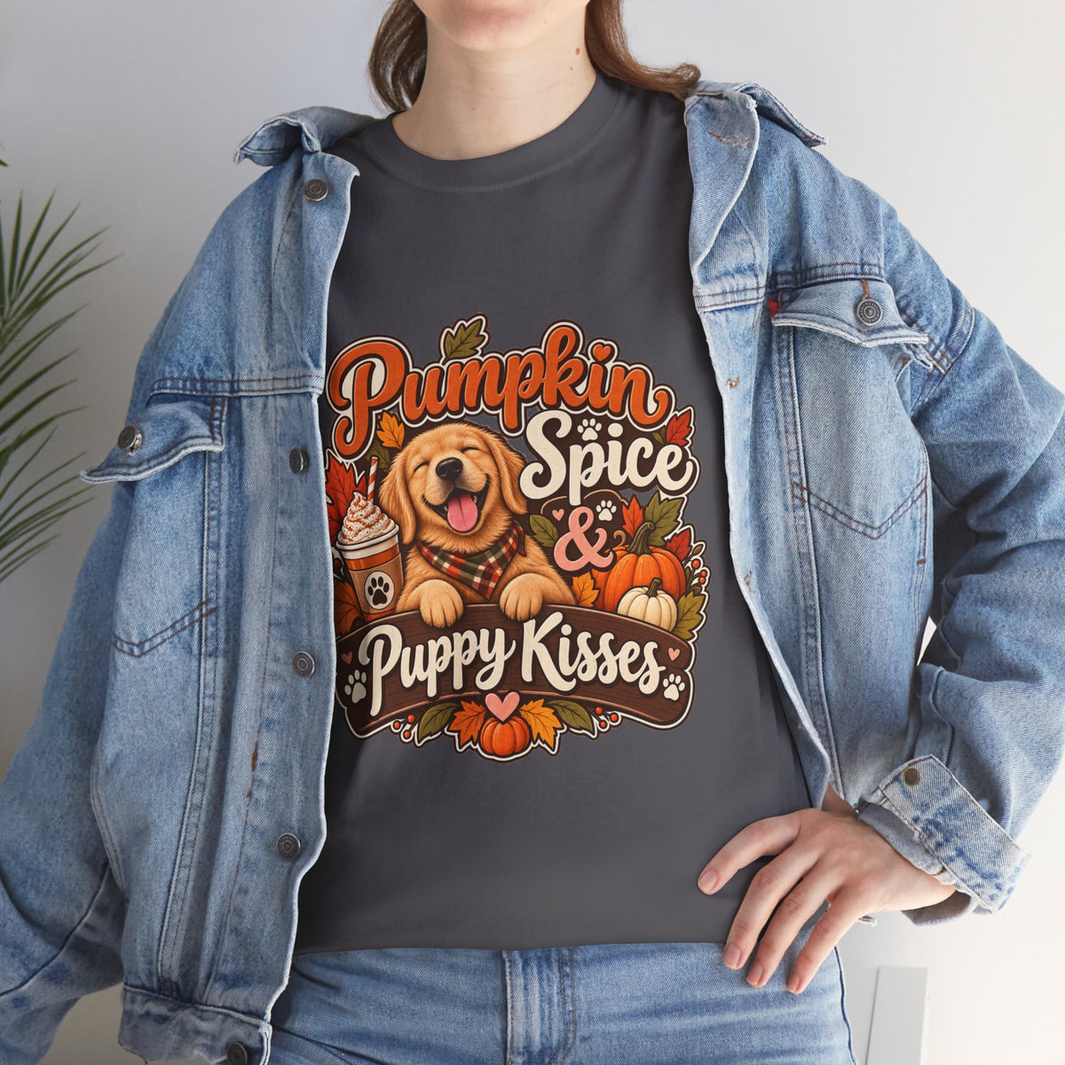 pumpkin spice shirt, puppy kisses tee, fall dog mom shirt, dog lover fall gift, autumn dog tee, golden retriever tee, cute dog lover gift, thanksgiving t shirt, cozy season shirt, fall aesthetic tee, pumpkin latte shirt, cute puppy apparel, vintage fall tee