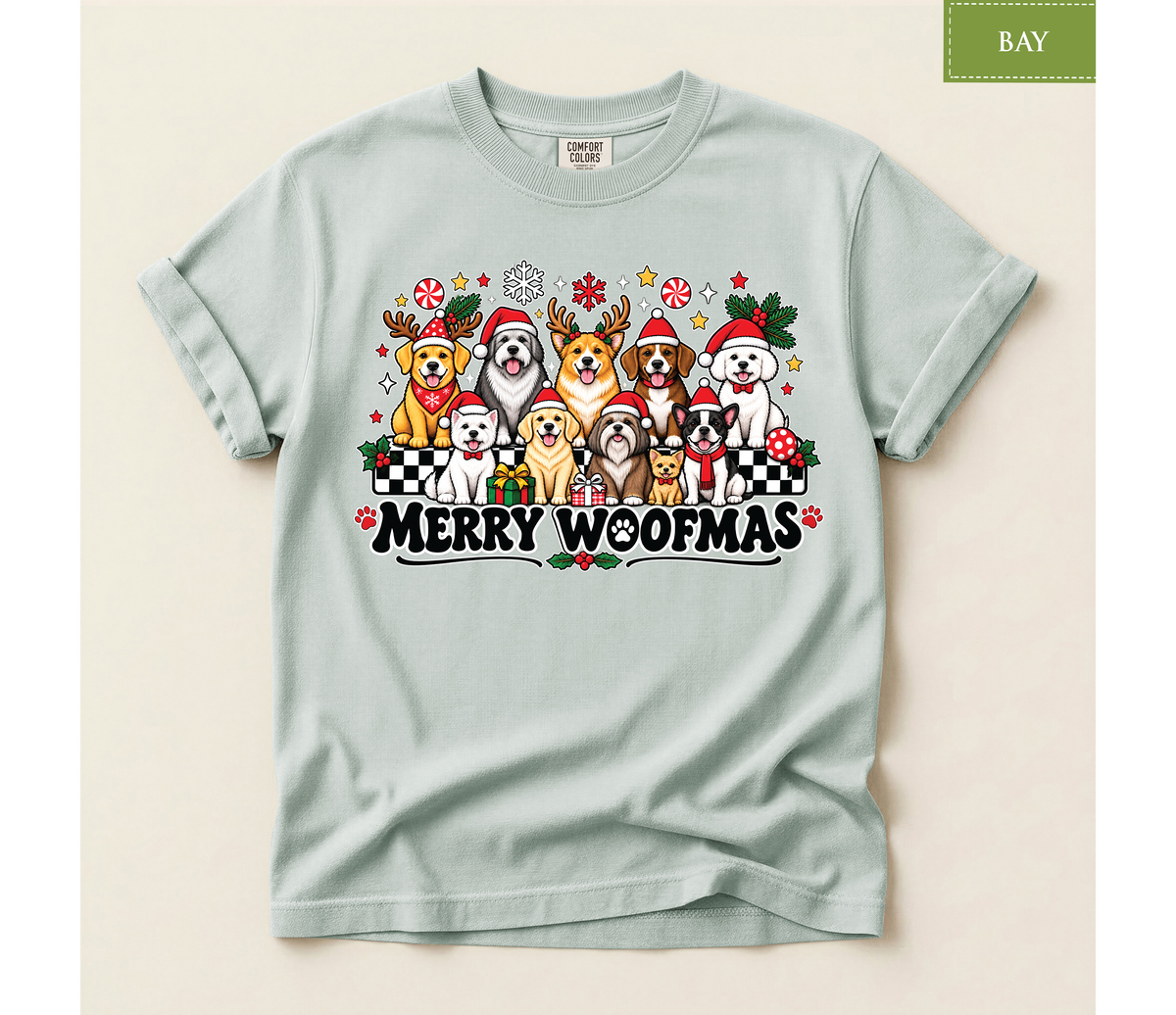 christmas dog shirt, merry woofmas shirt, funny dog christmas, christmas dog lover, holiday dog shirt, cute puppy christmas, dog mom christmas, dog dad christmas, festive dog tee, christmas puppy tee, dog lover gift, christmas pet shirt, holiday dog gift
