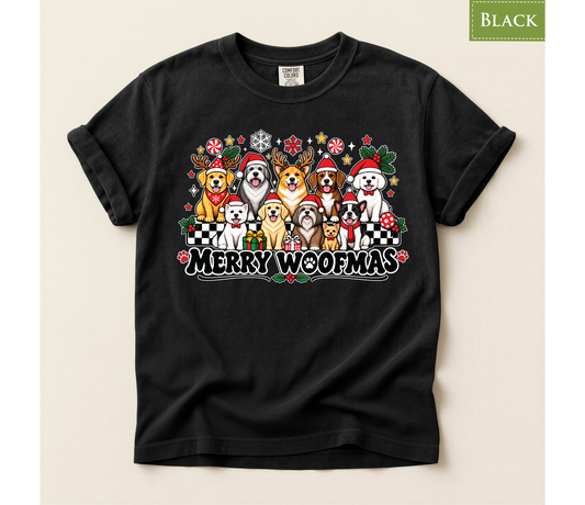 Merry Woofmas Dog Shirt, Christmas Dog Lover Tee