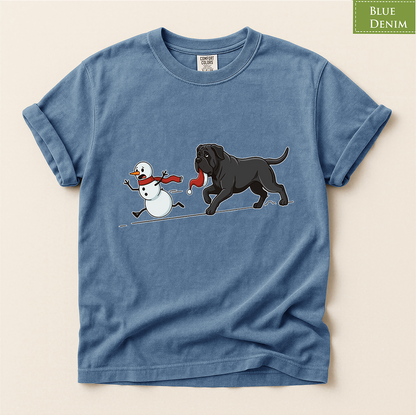 Cane corso shirt, Mastiff xmas shirt, Funny dog shirt, Christmas dog tee, Snowman chase shirt, Big dog lover gift, Dog mom Christmas, Dog dad gift, Winter graphic tee, Merry Christmas tee, Black dog xmas tee, Cute puppy shirt, Holiday pet apparel