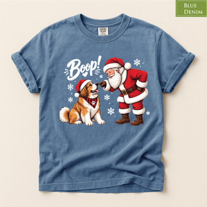 Christmas dog shirt, Santa boop tee, Dog lover gift, Saint Bernard shirt, Funny Xmas tee, Cute puppy shirt, Holiday graphic tee, Dog mom Christmas, Dog dad gift, Winter pet shirt, Merry Christmas tee, Santa Claus shirt, Festive animal tee