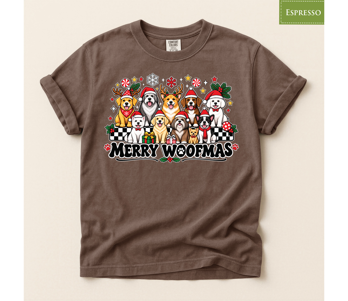 Merry Woofmas Dog Shirt, Christmas Dog Lover Tee