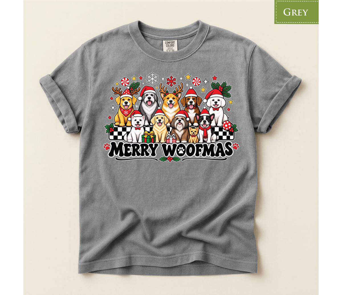 Merry Woofmas Dog Shirt, Christmas Dog Lover Tee