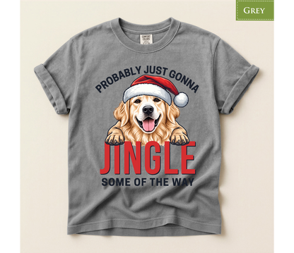 golden retriever tee, jingle retriever tee, funny dog xmas shirt, christmas dog tshirt, retriever xmas shirt, santa hat dog tshirt, retro xmas dog shirt, dog lover xmas shirt, golden retriever mom, humorous xmas tshirt, funny dog lover gift, santa dog lover gift, holiday pet gift t