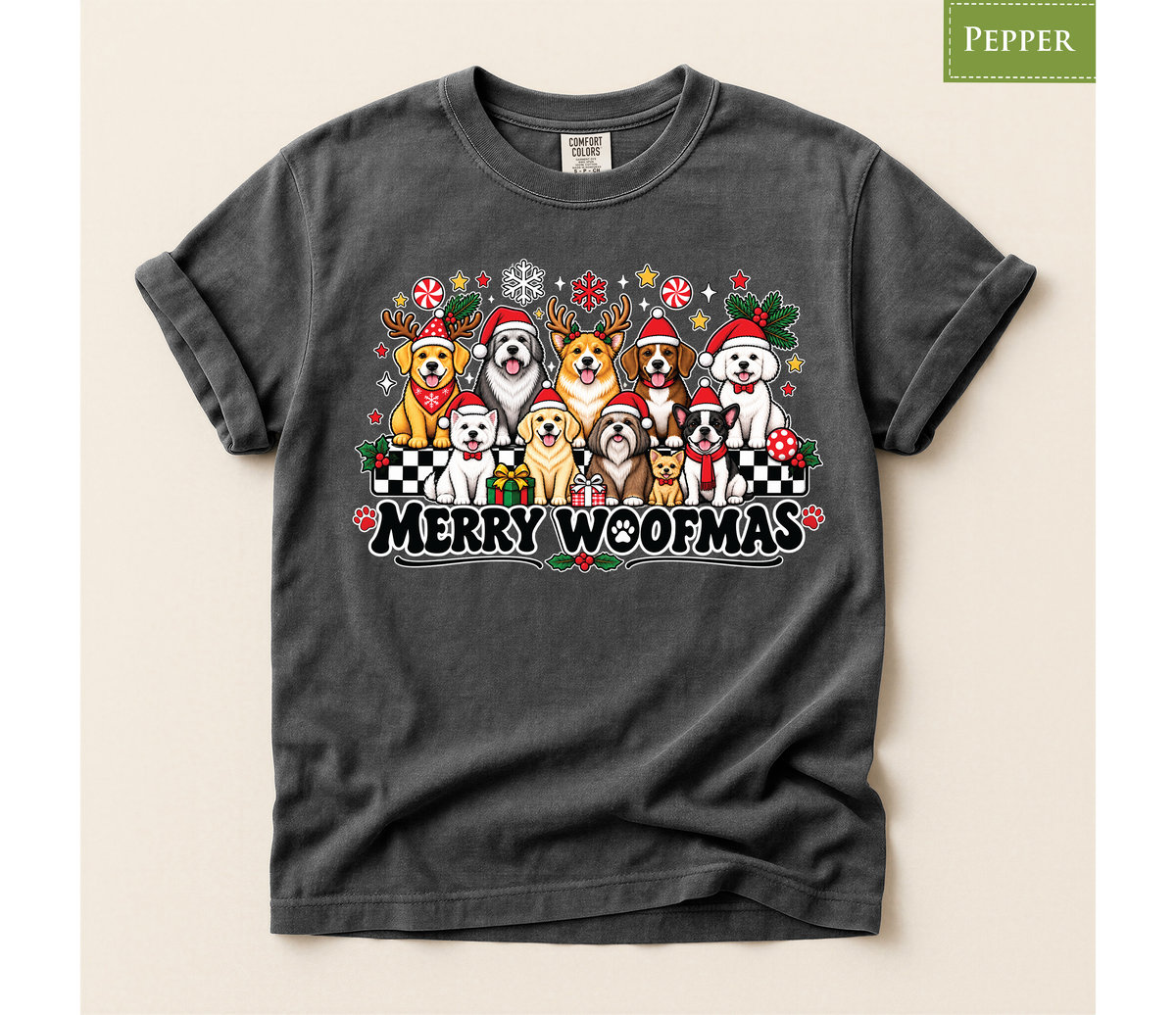 Merry Woofmas Dog Shirt, Christmas Dog Lover Tee
