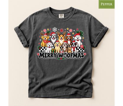 Merry Woofmas Dog Shirt, Christmas Dog Lover Tee