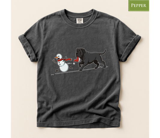 Cane corso shirt, Mastiff xmas shirt, Funny dog shirt, Christmas dog tee, Snowman chase shirt, Big dog lover gift, Dog mom Christmas, Dog dad gift, Winter graphic tee, Merry Christmas tee, Black dog xmas tee, Cute puppy shirt, Holiday pet apparel