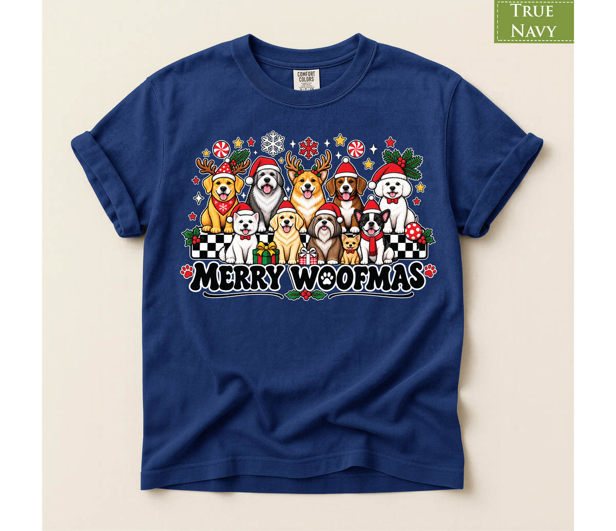Merry Woofmas Dog Shirt, Christmas Dog Lover Tee