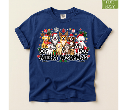 Merry Woofmas Dog Shirt, Christmas Dog Lover Tee