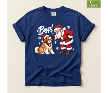 Christmas dog shirt, Santa boop tee, Dog lover gift, Saint Bernard shirt, Funny Xmas tee, Cute puppy shirt, Holiday graphic tee, Dog mom Christmas, Dog dad gift, Winter pet shirt, Merry Christmas tee, Santa Claus shirt, Festive animal tee
