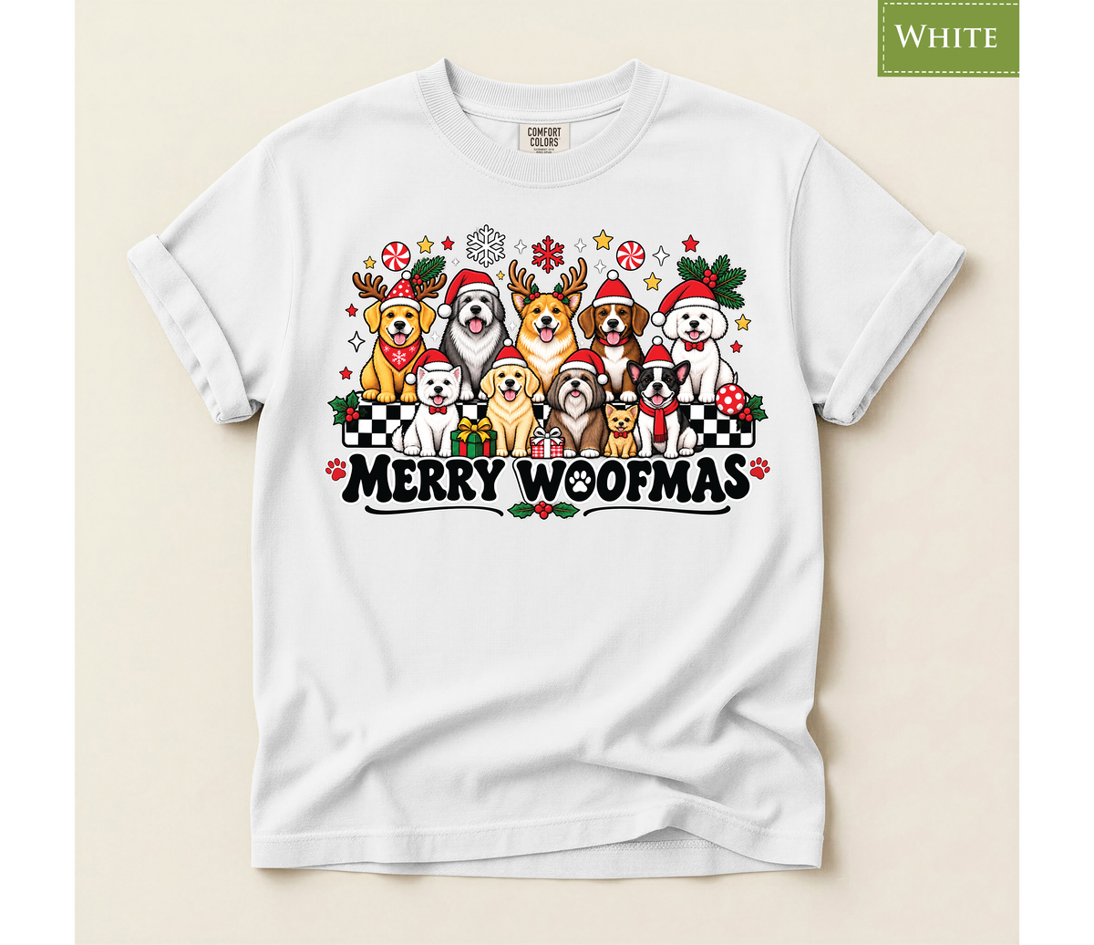 Merry Woofmas Dog Shirt, Christmas Dog Lover Tee
