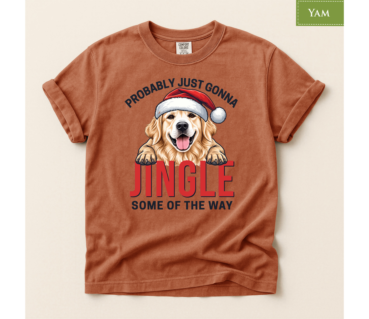 golden retriever tee, jingle retriever tee, funny dog xmas shirt, christmas dog tshirt, retriever xmas shirt, santa hat dog tshirt, retro xmas dog shirt, dog lover xmas shirt, golden retriever mom, humorous xmas tshirt, funny dog lover gift, santa dog lover gift, holiday pet gift t