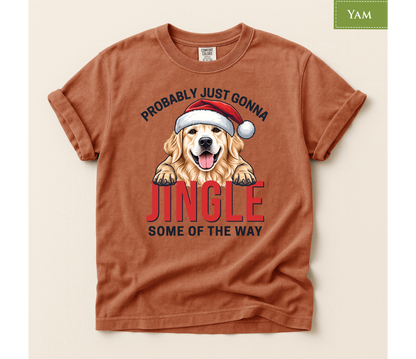 golden retriever tee, jingle retriever tee, funny dog xmas shirt, christmas dog tshirt, retriever xmas shirt, santa hat dog tshirt, retro xmas dog shirt, dog lover xmas shirt, golden retriever mom, humorous xmas tshirt, funny dog lover gift, santa dog lover gift, holiday pet gift t