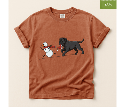 Cane corso shirt, Mastiff xmas shirt, Funny dog shirt, Christmas dog tee, Snowman chase shirt, Big dog lover gift, Dog mom Christmas, Dog dad gift, Winter graphic tee, Merry Christmas tee, Black dog xmas tee, Cute puppy shirt, Holiday pet apparel