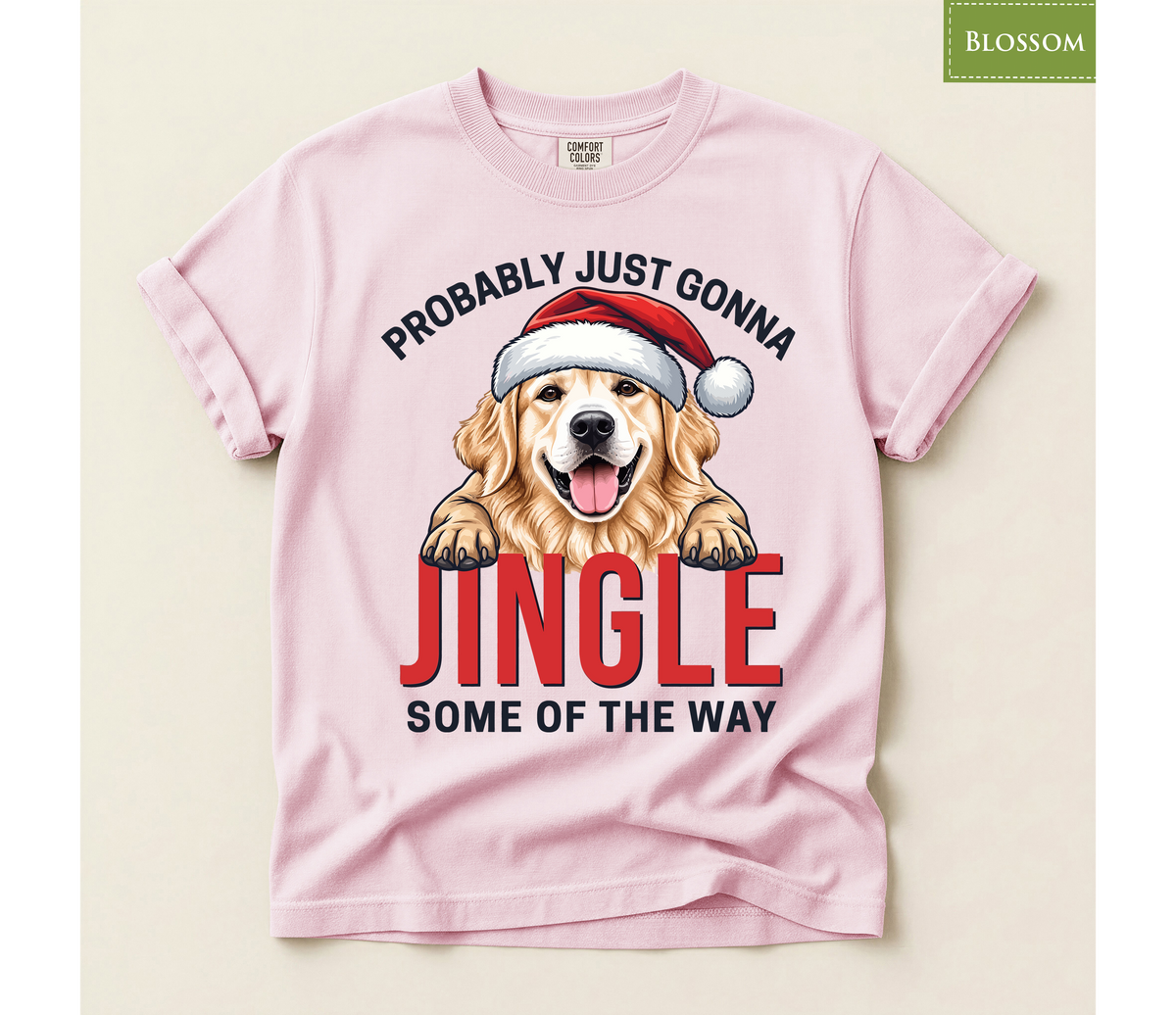 golden retriever tee, jingle retriever tee, funny dog xmas shirt, christmas dog tshirt, retriever xmas shirt, santa hat dog tshirt, retro xmas dog shirt, dog lover xmas shirt, golden retriever mom, humorous xmas tshirt, funny dog lover gift, santa dog lover gift, holiday pet gift t