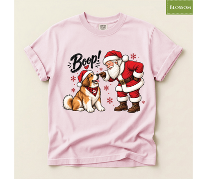 Santa Dog Boop Shirt, Cute Christmas Puppy Tee, Holiday Pet Lover Gift, Saint Bernard Xmas Graphic T-Shirt, Funny Winter Animal Sweatshirt