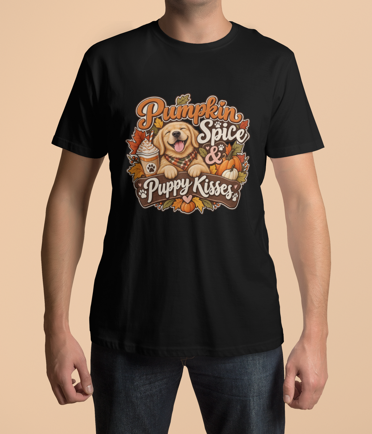 pumpkin spice shirt, puppy kisses tee, fall dog mom shirt, dog lover fall gift, autumn dog tee, golden retriever tee, cute dog lover gift, thanksgiving t shirt, cozy season shirt, fall aesthetic tee, pumpkin latte shirt, cute puppy apparel, vintage fall tee