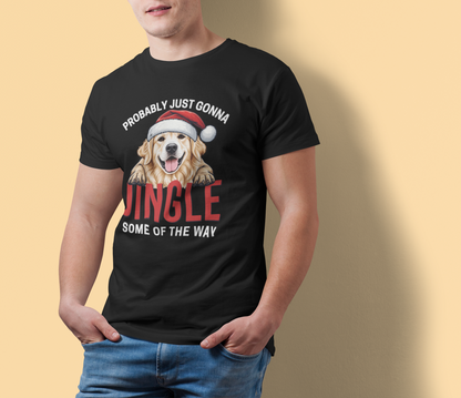 golden retriever tee, jingle retriever tee, funny dog xmas shirt, christmas dog tshirt, retriever xmas shirt, santa hat dog tshirt, retro xmas dog shirt, dog lover xmas shirt, golden retriever mom, humorous xmas tshirt, funny dog lover gift, santa dog lover gift, holiday pet gift t