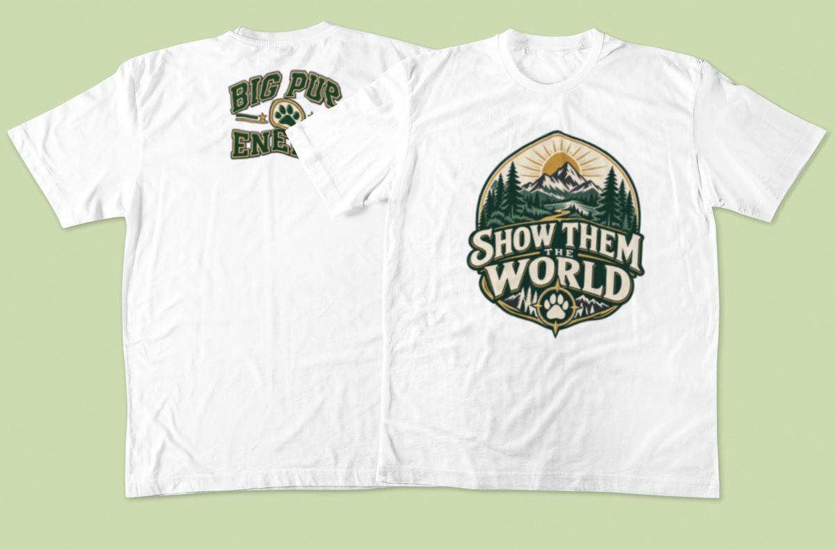 show them the world, mountain adventure, hiking shirt, travel lover gift, outdoor adventure, mountain lover gift, adventure shirt, hiking lover gift, wanderlust shirt, nature lover gift, dog adventure shirt, camping lover gift, outdoor lover tee