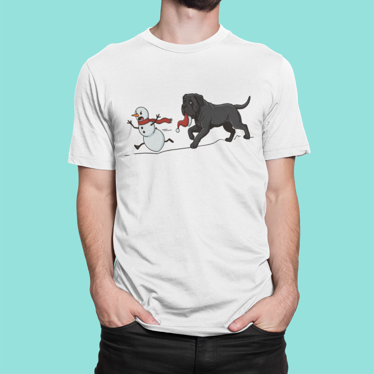 Cane corso shirt, Mastiff xmas shirt, Funny dog shirt, Christmas dog tee, Snowman chase shirt, Big dog lover gift, Dog mom Christmas, Dog dad gift, Winter graphic tee, Merry Christmas tee, Black dog xmas tee, Cute puppy shirt, Holiday pet apparel