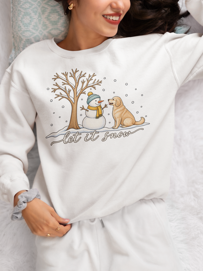 Let It Snow Dog Shirt, Comfort Colors Long Sleeve Tee, Winter Dog Lover Shirt, Snowman Christmas Shirt, Cozy Dog Mom Gift for Her