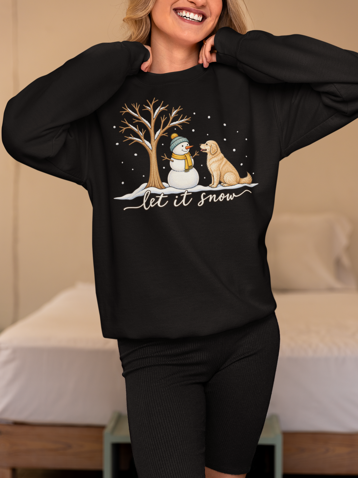 Let It Snow Dog Shirt, Comfort Colors Long Sleeve Tee, Winter Dog Lover Shirt, Snowman Christmas Shirt, Cozy Dog Mom Gift for Her