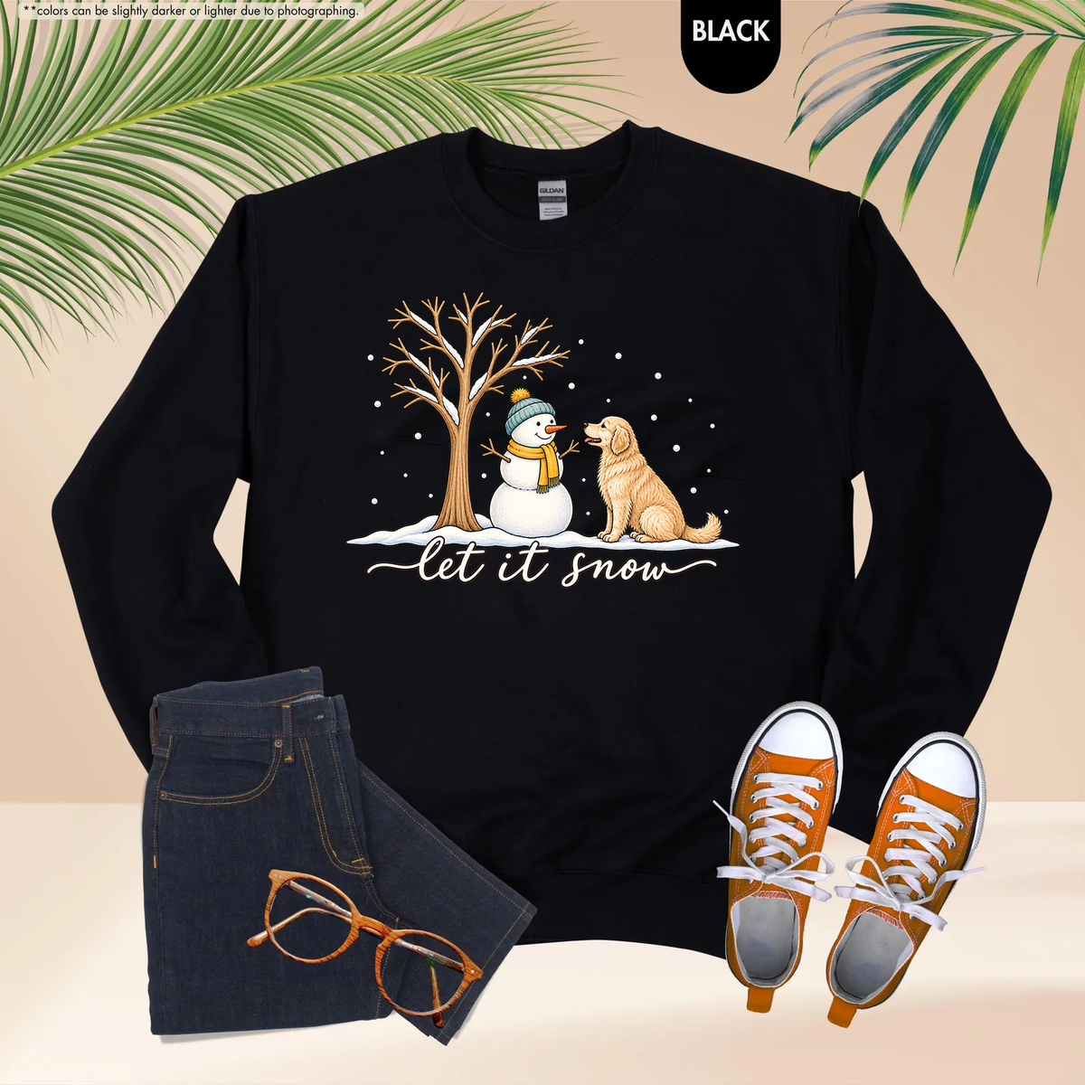 Let It Snow Dog Shirt, Comfort Colors Long Sleeve Tee, Winter Dog Lover Shirt, Snowman Christmas Shirt, Cozy Dog Mom Gift for Her