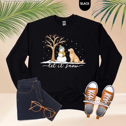 Let It Snow Dog Shirt, Comfort Colors Long Sleeve Tee, Winter Dog Lover Shirt, Snowman Christmas Shirt, Cozy Dog Mom Gift for Her