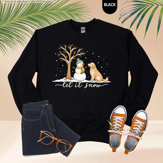 Let It Snow Dog Shirt, Comfort Colors Long Sleeve Tee, Winter Dog Lover Shirt, Snowman Christmas Shirt, Cozy Dog Mom Gift for Her