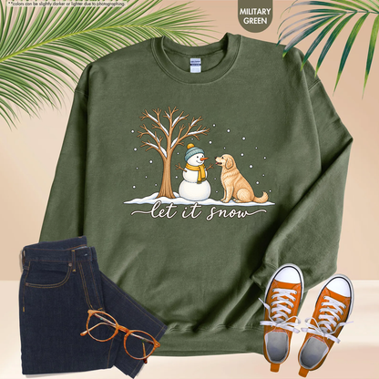 Let It Snow Dog Shirt, Comfort Colors Long Sleeve Tee, Winter Dog Lover Shirt, Snowman Christmas Shirt, Cozy Dog Mom Gift for Her