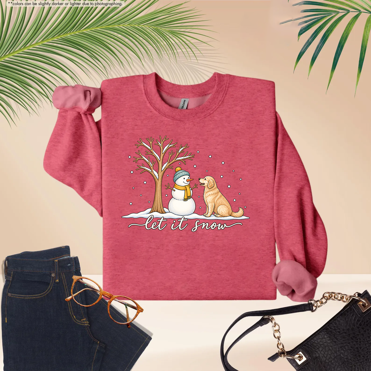 Let It Snow Dog Shirt, Comfort Colors Long Sleeve Tee, Winter Dog Lover Shirt, Snowman Christmas Shirt, Cozy Dog Mom Gift for Her