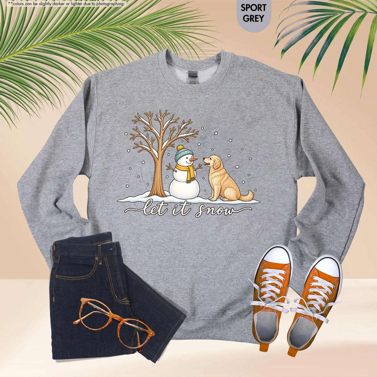 Let It Snow Dog Shirt, Comfort Colors Long Sleeve Tee, Winter Dog Lover Shirt, Snowman Christmas Shirt, Cozy Dog Mom Gift for Her