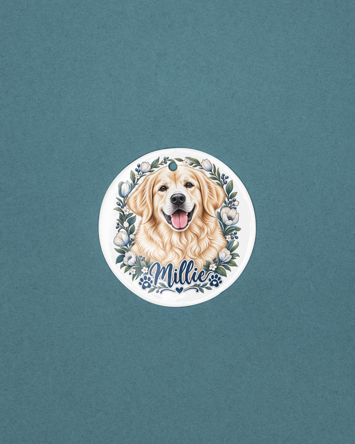 Custom Pet Portrait Ceramic Ornament – Personalized Dog Photo Keepsake