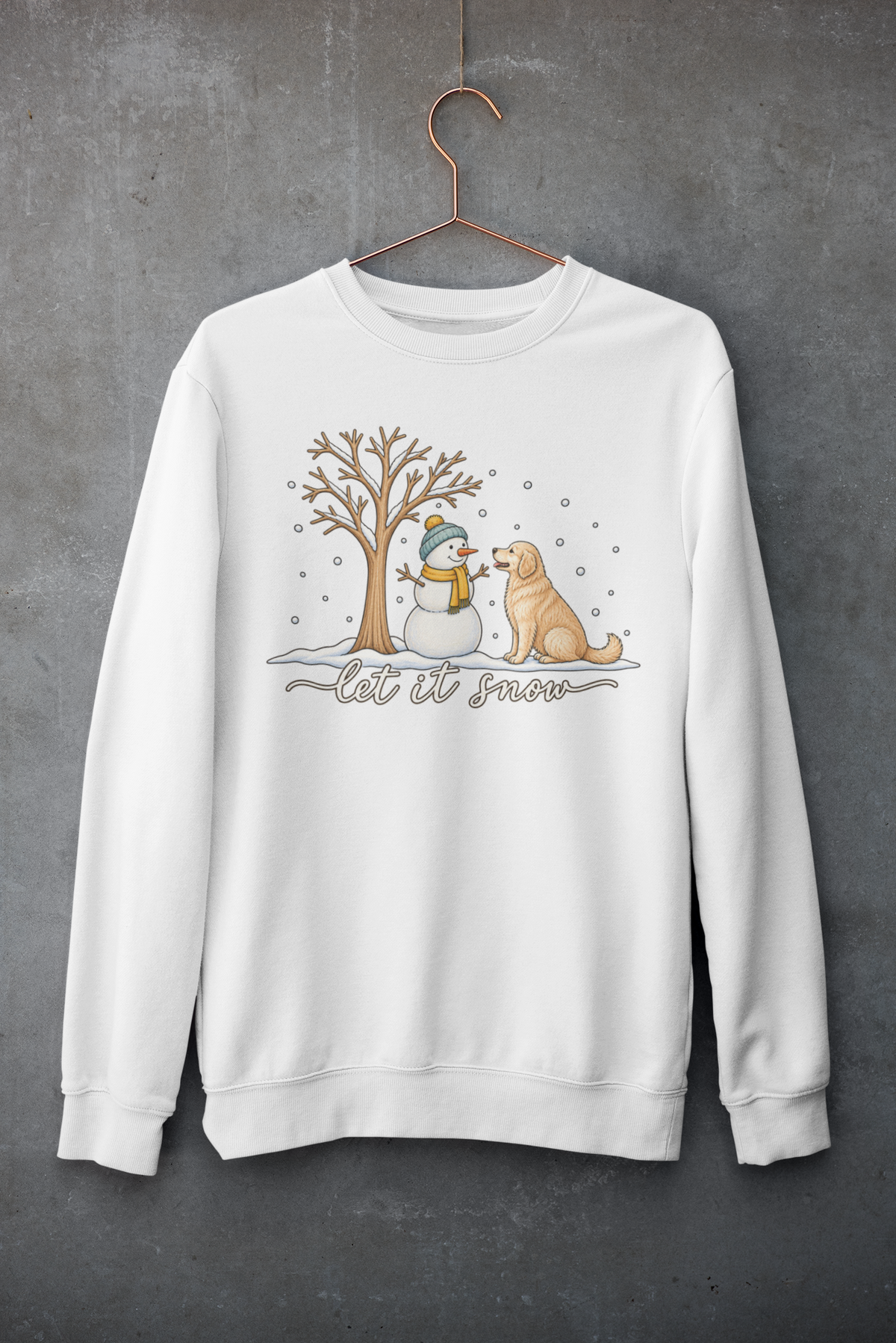 Let It Snow Dog Shirt, Comfort Colors Long Sleeve Tee, Winter Dog Lover Shirt, Snowman Christmas Shirt, Cozy Dog Mom Gift for Her