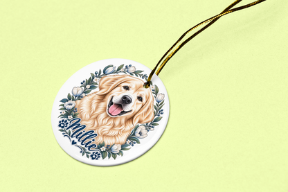 Custom Pet Portrait Ceramic Ornament – Personalized Dog Photo Keepsake
