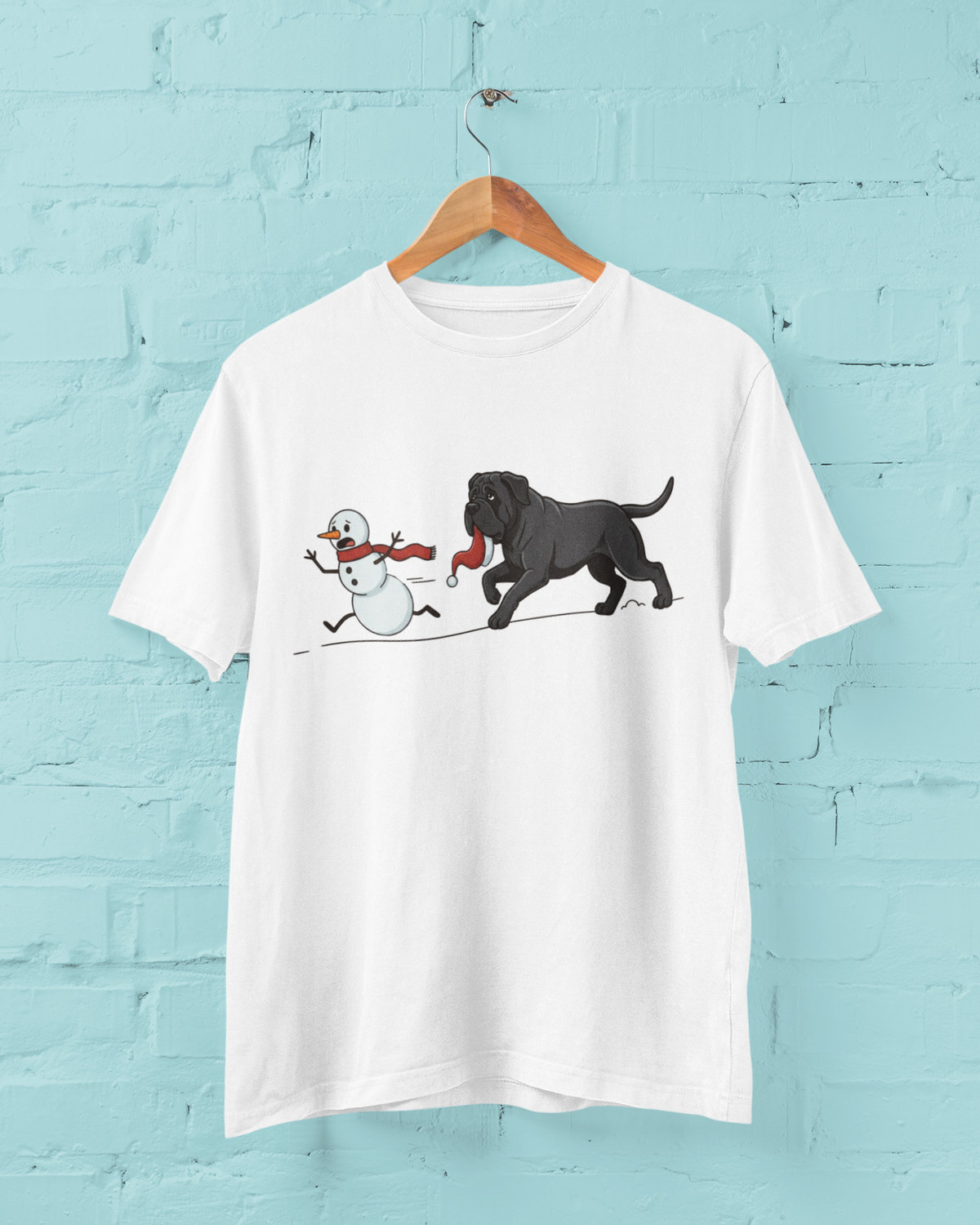 Cane corso shirt, Mastiff xmas shirt, Funny dog shirt, Christmas dog tee, Snowman chase shirt, Big dog lover gift, Dog mom Christmas, Dog dad gift, Winter graphic tee, Merry Christmas tee, Black dog xmas tee, Cute puppy shirt, Holiday pet apparel