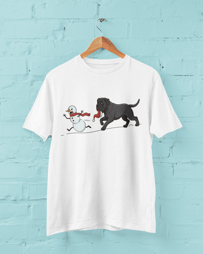 Cane corso shirt, Mastiff xmas shirt, Funny dog shirt, Christmas dog tee, Snowman chase shirt, Big dog lover gift, Dog mom Christmas, Dog dad gift, Winter graphic tee, Merry Christmas tee, Black dog xmas tee, Cute puppy shirt, Holiday pet apparel