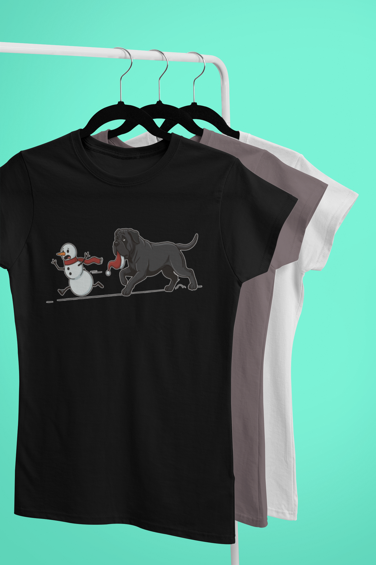 Cane corso shirt, Mastiff xmas shirt, Funny dog shirt, Christmas dog tee, Snowman chase shirt, Big dog lover gift, Dog mom Christmas, Dog dad gift, Winter graphic tee, Merry Christmas tee, Black dog xmas tee, Cute puppy shirt, Holiday pet apparel
