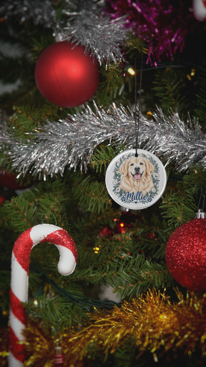 Custom Pet Portrait Ceramic Ornament – Personalized Dog Photo Keepsake