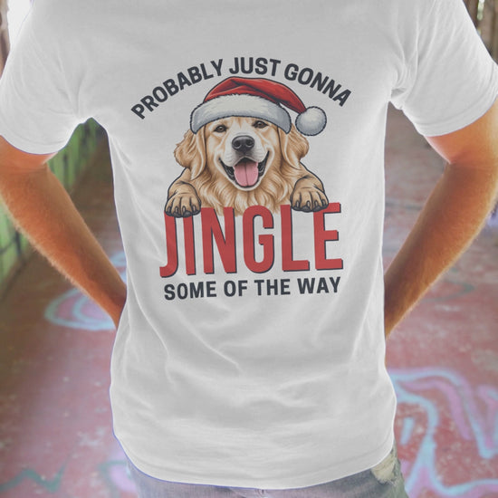 golden retriever tee, jingle retriever tee, funny dog xmas shirt, christmas dog tshirt, retriever xmas shirt, santa hat dog tshirt, retro xmas dog shirt, dog lover xmas shirt, golden retriever mom, humorous xmas tshirt, funny dog lover gift, santa dog lover gift, holiday pet gift t