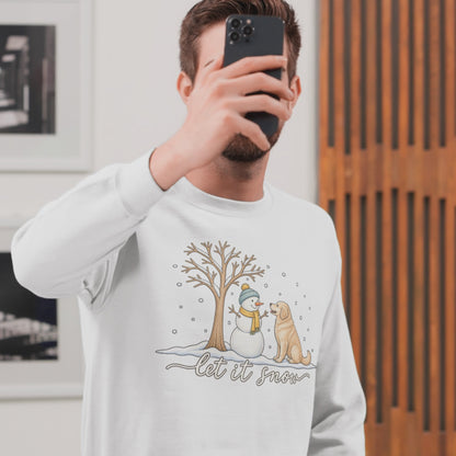 Let It Snow Dog Shirt, Comfort Colors Long Sleeve Tee, Winter Dog Lover Shirt, Snowman Christmas Shirt, Cozy Dog Mom Gift for Her