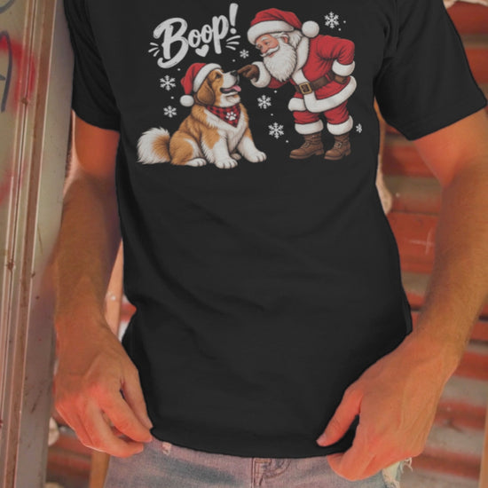Christmas dog shirt, Santa boop tee, Dog lover gift, Saint Bernard shirt, Funny Xmas tee, Cute puppy shirt, Holiday graphic tee, Dog mom Christmas, Dog dad gift, Winter pet shirt, Merry Christmas tee, Santa Claus shirt, Festive animal tee