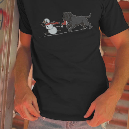 Cane corso shirt, Mastiff xmas shirt, Funny dog shirt, Christmas dog tee, Snowman chase shirt, Big dog lover gift, Dog mom Christmas, Dog dad gift, Winter graphic tee, Merry Christmas tee, Black dog xmas tee, Cute puppy shirt, Holiday pet apparel