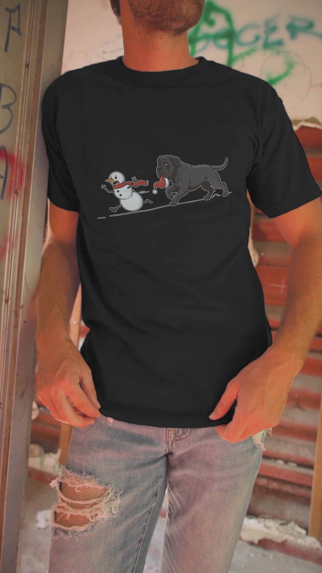 Cane corso shirt, Mastiff xmas shirt, Funny dog shirt, Christmas dog tee, Snowman chase shirt, Big dog lover gift, Dog mom Christmas, Dog dad gift, Winter graphic tee, Merry Christmas tee, Black dog xmas tee, Cute puppy shirt, Holiday pet apparel